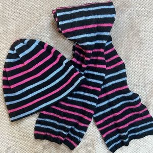 Scarf and Hat | Black, Periwinkle, Pink